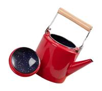SILENRADAWN Bouilloire Émaillée pour Chauffer Eau et Vin Chaud Rouge Poignée en Bois 2,4l Théière Rétro Conductivité Thermique pour Cuisinière