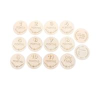 SILENRADAWN Cartes de Naissance en Bois Beige, Design Rond Créatif, Cartes Mois pour Souvenir de Grossesse et Accessoire Photo Commémoratif -né