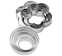 SILENRADAWN Emporte-pièces Inox 10 Pcs Moules à Biscuits Compacts pour Pâtisserie DIY Ensemble 5 Formes Fleurs 5 Formes Rondes, Accessoires la Cuisine Faits Maison pour Cuisson et Décoration