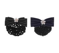 SILENRADAWN Filet à Chignon Élégant en Tissu Noir Nœud Papillon et Perles, Épingle à Cheveux Snood pour Décoration et Maintien Lors de Rendez-travail