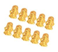 SILENRADAWN Lot de 10 Statues Ganesh Éléphant en Résine Dorée, Décoration Hindoue Élégante pour Temple Maison et Salle de Contemplation, Symbole de Succès Polyvalent