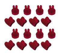 SILENRADAWN Lot de 16 Petites Pinces à Cheveux en Tissu Rouge de Cœur et Tête de Lapin, Décoratives et Solides, pour Cuisiner ou Se Laver le Visage