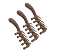 SILENRADAWN Lot de 3 Peignes en Bois Solide à Dents Larges Rondes pour Massage du Cuir Chevelu Corps, Peigne de Stimulation des Méridiens Multifonction, Outil de Soin Capillaire