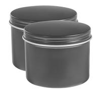 SILENRADAWN Lot de 4 Boîtes de Rangement en Aluminium 120ml Couvercle à Vis Étanche, Boîtes Rondes Noires 65x50mm pour Bougies DIY, Conservation Thé et Petits Objets de Voyage