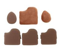 SILENRADAWN Mini Houppettes à Maquillage Floquées Couleur Biscuit Chocolat 6 Pièces Applicateurs Multifonctions pour Poudre Sèche et Humide Maquillage Visage et Corps Éponge Triangulaire