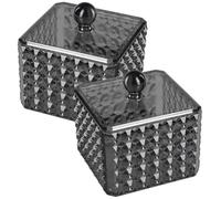 SILENRADAWN Organisateur Maquillage Boîte de Rangement Couverte Élégante 2pcs Acrylique Noir Couvercle pour Cotons-tiges, pour Bureau ou Chambre