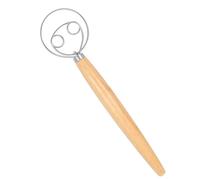 SILENRADAWN Pâte à Spirale 33 Cm Manche en Chêne Naturel, Batteur à Œufs Manuel Multifonction, Ustensile Cuisine en Métal pour Pâtisserie et Mélange de Sauces, à Farine Anti-grumeaux