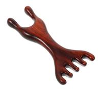SILENRADAWN Peigne de Massage pour Points D'acupuncture et Relaxation en Bois Marron Masseur Manuel Traditionnel à Cinq Griffes pour Visage et Cuir Chevelu