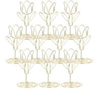 SILENRADAWN Pinces à Marque-Place Forme Fleur Lot de 10 en Métal Doré Support Stable pour Cartes et Extraits de Notes, pour Mariage et Dîner Élégant