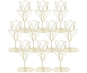 SILENRADAWN Pinces à Marque-Place Forme Fleur Lot de 10 en Métal Doré Support Stable pour Cartes et Extraits de Notes, pour Mariage et Dîner Élégant