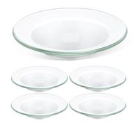 SILENRADAWN Plateau Chauffe-Cire en Verre Rond 10 Cm 5 Pièces Base Antidérapante Réutilisable pour Brûleur Fondant Parfumé Minimaliste