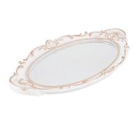 SILENRADAWN Plateau Élégante Décoratif Français Ovale Plastique Style Miroir en Blanc Organisation Décoration pour Maquillage et Parfums Salle de Bain