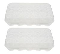 SILENRADAWN Plateaux à Œufs pour Réfrigérateur 2Pcs en Plastique avec Couvercle, 15 Compartiments, Assiette de Rangement Empilable pour Cuisine, Réfrigérateur et Transport