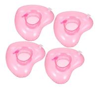 SILENRADAWN Porte-gobelet Gonflable de Cœur 4pcs, Facile à Gonfler, Stable sur l'eau, Accessoires de Plage pour Fête D'été en PVC