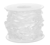 SILENRADAWN Ruban Décoratif Artisanal en Polyester Blanc Perles pour Bouquet de Mariage, Réutilisable et Facile à Couper, pour Décoration de Fête
