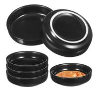 SILENRADAWN Set de 6 Petites Assiettes Rondes en Céramique Noire pour Sauces et Amuse-gueules, Design Élégant, Résistant à L'usure Quotidienne, pour Soirées et Restaurants