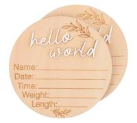 SILENRADAWN Tableau D'annonce Naissance Bébé en Bois Rond 2pcs Décoratif Marron Commémorant de Naissance pour Présent et Décoration