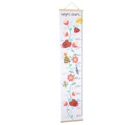 SILENRADAWN Tableau de Croissance Murale pour la Taille de Bébé pour Garçon et Filles en Bois et Toile D'huile Blanc, Style Nordique Motif Fleur Cartoon, Facile à Suspendre