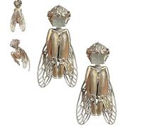 Silent Angel Pendant, Elegant Guardian Angel Necklace Pendant, 925 Sterling Silver, Hand-Carved Curly Hair & Filigree Wings Jewelry, Women Men for Birthday Anniversary Valentine’s Day (2Pcs)