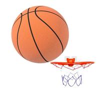 Silent Basketball - Ballon muet d'intérieur | Basket-ball d'entraînement silencieux avec cerceau, balle d'entraînement rebondissante en mousse souple pour et adultes, jeu au bureau à domicile