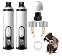 Silent Groom Pro Nail Grinder, Cordless Quiet Dog Nail Grinder with LED Light & 3 Speeds, 4 Grinding Heads, 2000mAh Long-Lasting Rechargeable Battery for Thick Nails (2set)