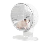 Silent Hamster Wheel - Noise Free Pet Exercise Spinner, Clear Acrylic Running Track Wheel, Adjustable Stand Small Workout Toy, Anti Slip Cage Accessory | Space Saving Fitness Equipment For Hamsters, G