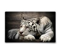 Silent Monsters Tapis de Souris L 36 x 25 cm, Mouse Pad, Motif Tigre Blanc, Tapis de Souris en Tissu, antidérapant, Silencieux, Le Jeu vidéo, Bureau, Home Office, Lavable, Enroulable, Cousu