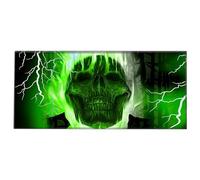 Silent Monsters Tapis de Souris XXL 90 x 40 cm, Mouse Pad Grand, Motif Crâne Vert, Tapis de Souris en Tissu, antidérapant, Silencieux, Le Jeu vidéo, Bureau, Home Office, Lavable, Enroulable, Cousu