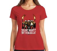 Silent Night Not In Valhalla T-shirt humoristique pour femme Motif guerrier viking Père Noël, rouge, L