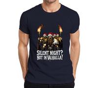 Silent Night Not In Valhalla T-shirt humoristique pour homme Motif guerrier viking Père Noël, bleu marine, XXL