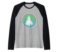 Silent Night Sapin de Noël Silhouette Blanche rétro Vintage Manche Raglan