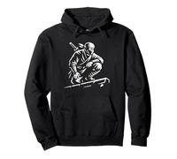 Silent Ninja Crouching Line Art Katana Icône Design Sweat à Capuche