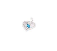 Silent Passion Pendentif en forme de cœur avec pierre bleue en argent 925 Boîte à bijoux