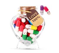 Silent-Qiaoyou Lot de 52 Capsule Lettres Message dans une Bouteille en Verre, Capsules avec Lettres de Message Dans un Flacon en Verre, pour Ami/Petite Amie Anniversaire Anniversaire Saint Valentin