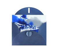 Silent Town Carte de vœux avec enveloppe bleue pour vacances, anniversaires, mariages, anniversaires de mariage et écrire des bénédictions uniques