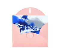 Silent Town Carte de vœux avec enveloppe rose pour vacances, anniversaires, mariages, anniversaires de mariage Écrivez des bénédictions uniques