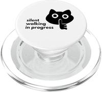 Silent Walking in Progress, Mignon Amateur de Chats Noirs, Quiet Shhh PopSockets PopGrip pour MagSafe