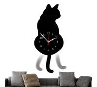 Silent Walls Clock, 16.54x7.09 Inches Decorative Wall Cat Clock with Swing Tail for Stylish Home Decor, with Multifunctional Art Design for Hotel Living Room Apartment Kitchen Dormitory Restaurant