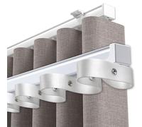 Silent Wave Rail de séparation de pièce coulissant robuste de 5 m - Rail S-S en aluminium blanc avec poulie silencieuse pour un fonctionnement fluide dans le cinéma maison, la chambre à coucher et le