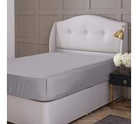 Silentnight Drap-Housse en Pur Coton, Percale, Argenté, Double