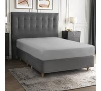 Silentnight Drap-Housse en Pur Coton, Percale, Argenté, King