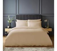 Silentnight Parure de lit 100% Coton Pur, Luxueuse, Douce au Toucher, 200 Fils au Pouce carré, Fermeture à Boutons, Housse de Couette + taie d'oreiller, Lavable en Machine, Beige Naturel, lit Simple