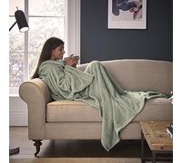 Silentnight Snugsie Sage Couverture Portable - Couverture Polaire Douce avec Manches - Couverture à Manches et Coussin 2 en 1 - Grande Taille avec Poche pour Les Pieds