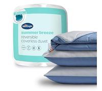 Silentnight Summer Breeze Couette sans Housse de Couette - Seersucker 2,5 tog - Couette d'été légère réversible - Comprend Une taie d'oreiller Assortie - Lavable en Machine - Gris et Bleu Clair - Lit