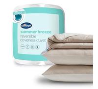 Silentnight Summer Breeze Couette sans Housse - Seersucker 2,5 tog - Couette d'été légère réversible - Comprend Une taie d'oreiller Assortie - Lavable en Machine - Crème Taupe - Simple