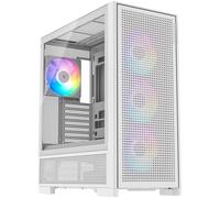 SILENTWARE Air 2000 A-RGB Boîtier PC tour Midi blanc, fenêtre latérale en verre, 7 ventilateurs RVB, flux d'air extrême, Asus BTF & MSI Project Zero, PWM / 3 et 4 broches, radiateur 420 mm, E-ATX, ATX