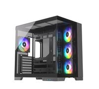 Silentware View A-RGB Boîtier PC Midi Tour Noir Showcase, panneau avant et fenêtre latérale en verre trempé, 4 ventilateurs RVB 120 mm, PWM 4 broches et 3 broches, couvercle amovible, USB-C, ATX/mATX