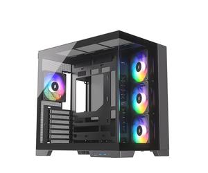 Silentware View A-RGB Boîtier PC Midi Tour Noir Showcase, panneau avant et fenêtre latérale en verre trempé, 4 ventilateurs RVB 120 mm, PWM 4 broches et 3 broches, couvercle amovible, USB-C, ATX/mATX