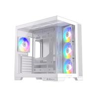 Silentware View A-RGB Boîtier PC tour midi blanc Showcase, panneau avant et fenêtre latérale en verre trempé, 4 ventilateurs RVB 120 mm, PWM 4 broches et 3 broches, couvercle amovible, USB-C, ATX/mATX