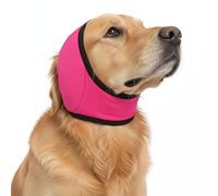 SilentWuff Protection auditive pour chien, cagoule d'oreille réglable pour chiens sensibles au bruit, amortissement multicouche doux pour le quotidien et le Nouvel An (rose, S)